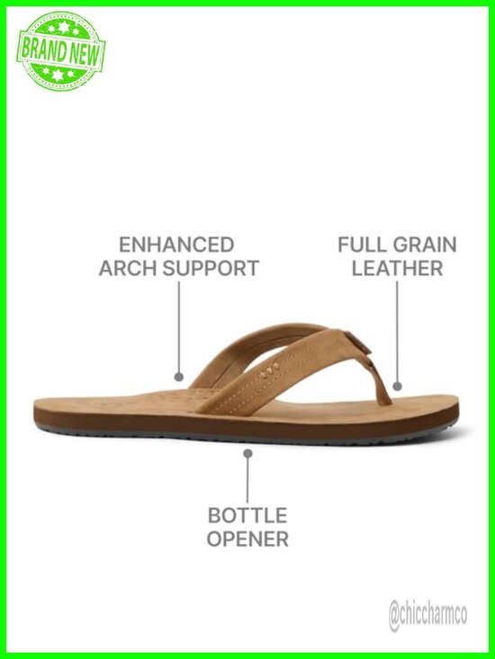 Full Grain Leather High Arch Flip Flop Sandals - Slip On